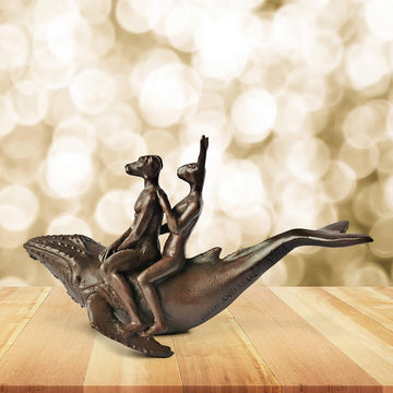 Whale Riders in the Sea (Bronze Sculpture, Pocket Size)