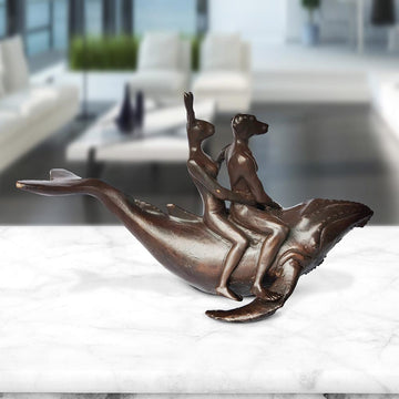 Whale Riders in the Sea (Bronze Sculpture, Pocket Size)