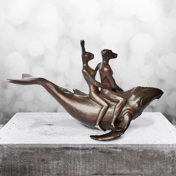 Whale Riders in the Sea (Bronze Sculpture, Pocket Size)