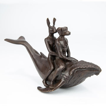 Whale Riders in the Sea (Bronze Sculpture, Pocket Size)
