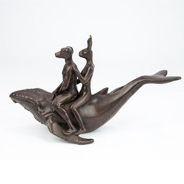 Whale Riders in the Sea (Bronze Sculpture, Pocket Size)