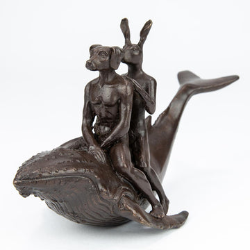 Whale Riders in the Sea (Bronze Sculpture, Pocket Size)