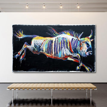The wildebeest was jumping to a better world (Original Painting)