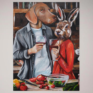The wine lovers in love forever (Original Painting)