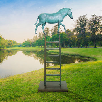The Zebra Took One Giant Step Up (Bronze Sculpture)