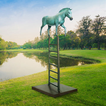 The Zebra Took One Giant Step Up (Bronze Sculpture)