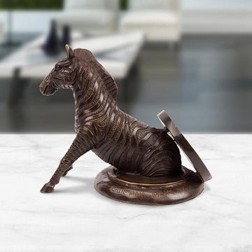 Zebra Comes Into a Better Tomorrow (Bronze Sculpture, Pocket Size)
