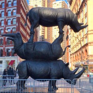 Massive Rhino Sculpture Installed in NYC Brings Attention to Last 3 Northern White Rhinos