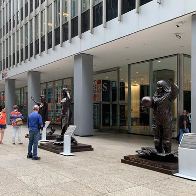 10 bronze sculptures of powerful women are on view outside a Midtown office building