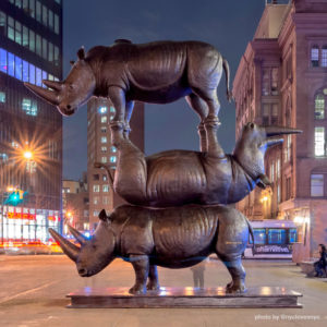 Czech last surviving north white rhinos have statue in New York