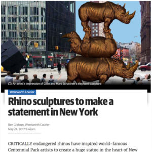 Rhino sculptures to make a statement in New York