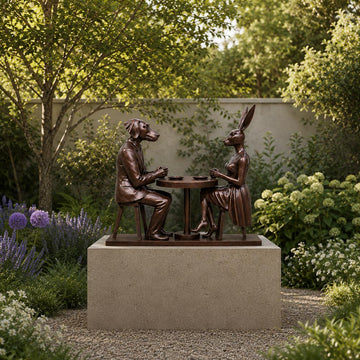 They Loved Their Morning Coffee (Bronze Sculpture, Mid-Size)