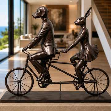 Tandem Riders on an Adventure (Bronze Sculpture, Mid-Size)