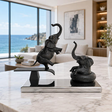 Elephants Make Waves (Bronze Sculpture)