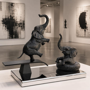 Elephants Make Waves (Bronze Sculpture)