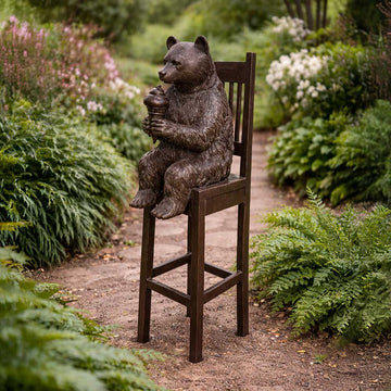 Bear Above It All, Delighting in a Sweet Treat (Bronze Sculpture, Mid-Size)