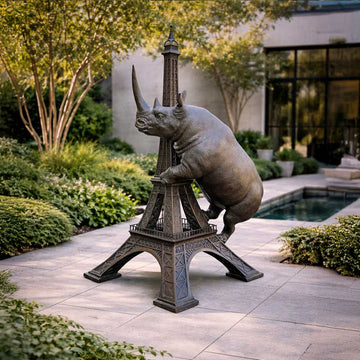 The Huge Rhino Loved the Eiffel Tower (Bronze Sculpture, Mid-Size)