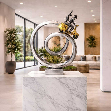 Big Vespa Riders Go Around the World (Bronze Sculpture, Mid-Size)