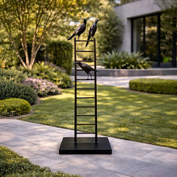 Bird Lovers on Ladder (Bronze Sculpture, Mid-Size)