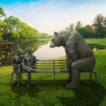 The Grizzly Bear Bench of Friendship (Bronze Sculpture)