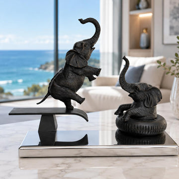 Elephants Make Waves (Bronze Sculpture)