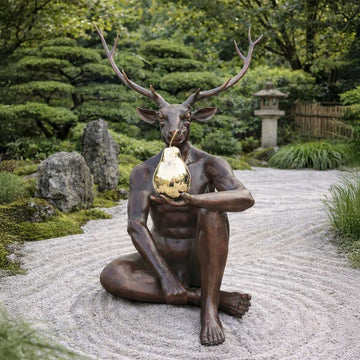 Deer Holds Pear (Bronze Sculpture, Mid-Size)