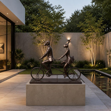 Tandem Riders on an Adventure (Bronze Sculpture, Mid-Size)