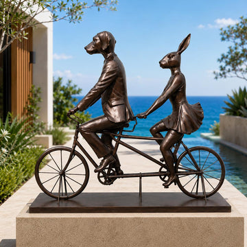 Tandem Riders on an Adventure (Bronze Sculpture, Mid-Size)