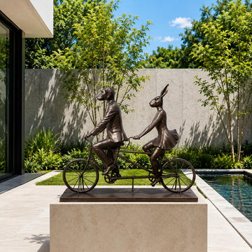 Tandem Riders on an Adventure (Bronze Sculpture, Mid-Size)