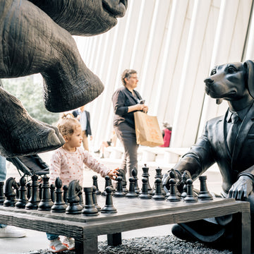 The White Rhino Was Thinking Ahead with Dogman's Encouragement (Bronze Sculpture)