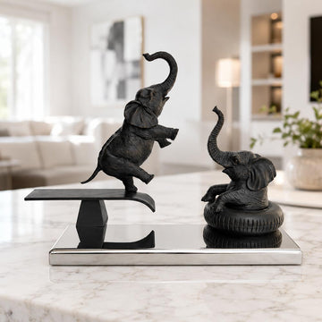 Elephants Make Waves (Bronze Sculpture)