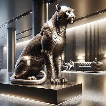Arabian Leopard Stands Tall (Bronze Sculpture)
