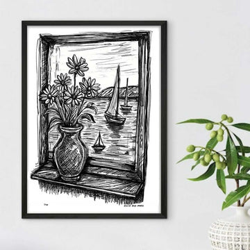 Bayside Through the Window (Giclee Canvas Print)