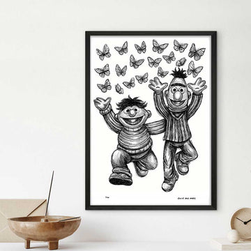 Bert and Ernie Jump for Joy (Giclee Canvas Print)