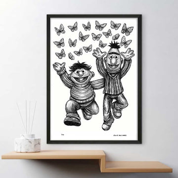 Bert and Ernie Jump for Joy (Giclee Canvas Print)