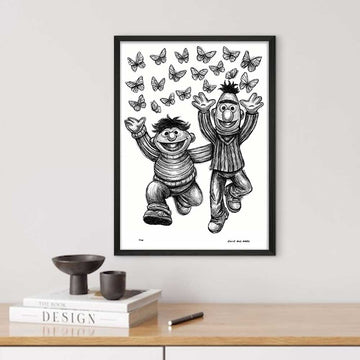 Bert and Ernie Jump for Joy (Giclee Canvas Print)