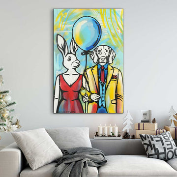 Big Blue Balloon Lovers (Original Painting)