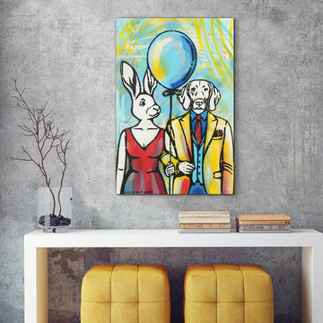 Big Blue Balloon Lovers (Original Painting)
