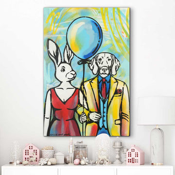 Big Blue Balloon Lovers (Original Painting)