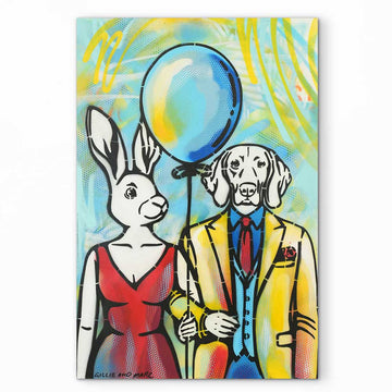 Big Blue Balloon Lovers (Original Painting)