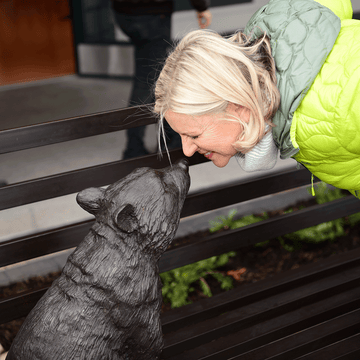 Black Bear and Raccoon: The Space Between Strangers (Bronze Sculpture)