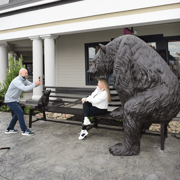Black Bear and Raccoon: The Space Between Strangers (Bronze Sculpture)