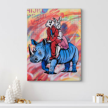 Blue Rhino Lovers (Original Painting)