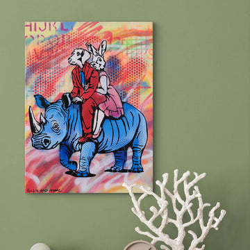 Blue Rhino Lovers (Original Painting)