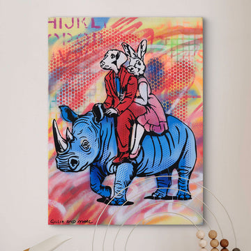 Blue Rhino Lovers (Original Painting)