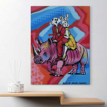Colourful Rhino (Original Painting)