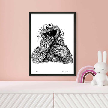 Cookie Monster Is Hungry (Giclee Canvas Print)