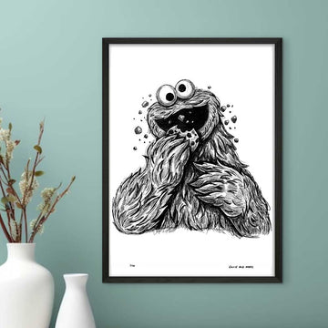 Cookie Monster Is Hungry (Giclee Canvas Print)