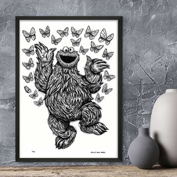 Cookie Monster Jumps for Joy (Giclee Canvas Print)