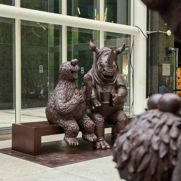 Cookie Monster Loves Rhino (Bronze Sculpture)